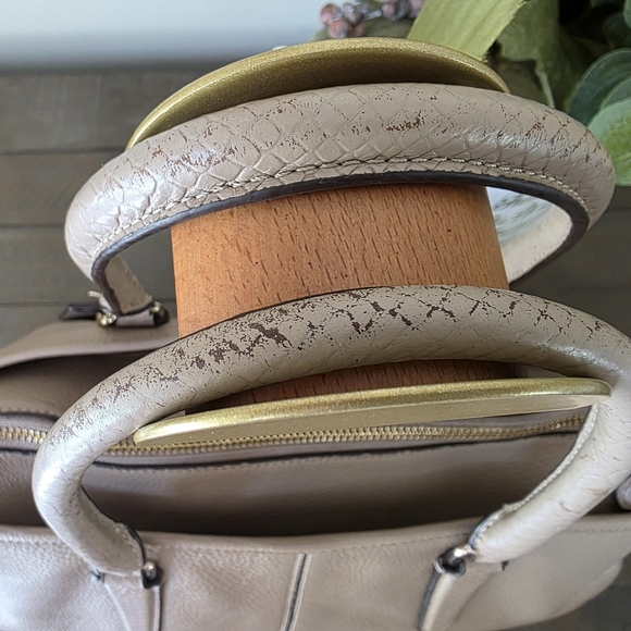 Coach Morgan Satchel/Shoulder Bag In Taupe Pebble Grain Leather With Exotic Trim - Picture 13 of 16